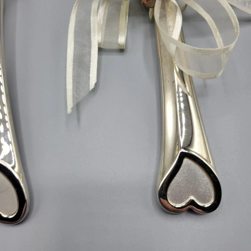 Lenox Wedding Promises 2 Piece Dessert Set Knife Server Silver Handles w/ Hearts